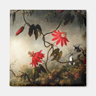 Leidenschaft Blume mit Hummingbirds von M.J. Heade Magnet