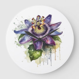 Leidenschaftliche Lila Passionsblume Große Wanduhr