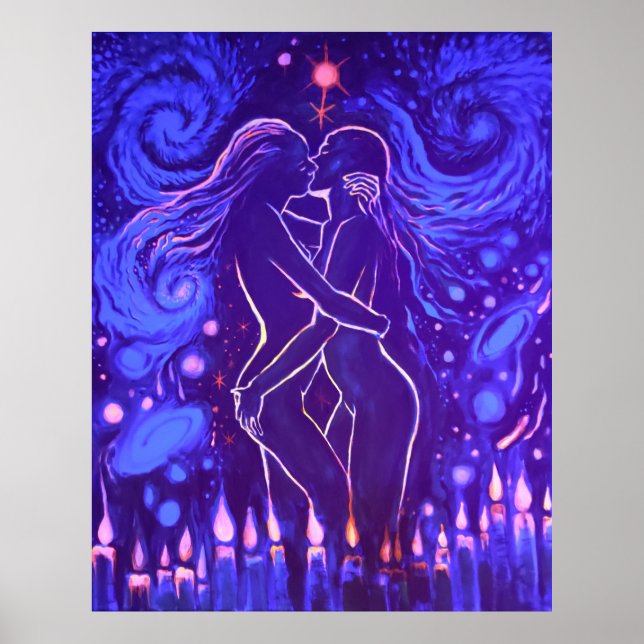 leidenschaftlicher lesbischer Kuss Poster (Vorne)