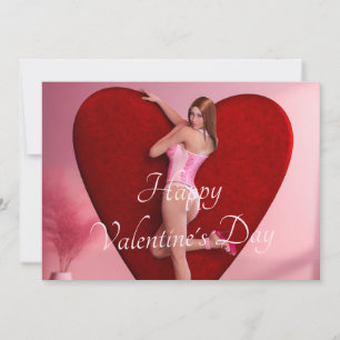 Leidenschaftliches Valentinstags-Mädchen in einem  Feiertagskarte