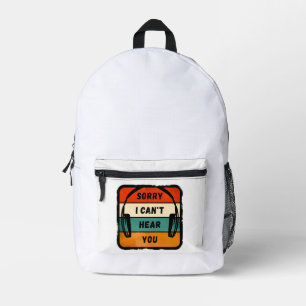 Leider kann ich Sie nicht hören - Retro-Kopfhörer Bedruckter Rucksack