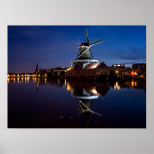 Leidschendam-Windmühle mit Nachdenken Poster