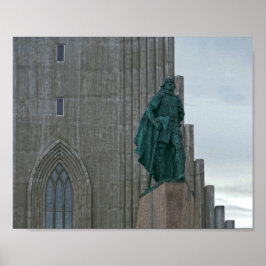 Leif Erikson, Hallgrimskirkja, Reykjavik, Island Poster
