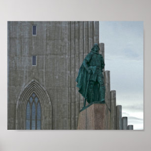 Leif Erikson, Hallgrimskirkja, Reykjavik, Island Poster