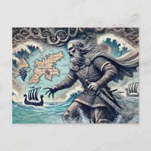 Leif Erikson in Pastel Chalk Zeichnend Postkarte