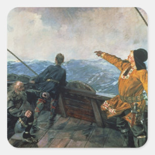 Leif Eriksson visiert Land in Amerika, 1893 an Quadratischer Aufkleber