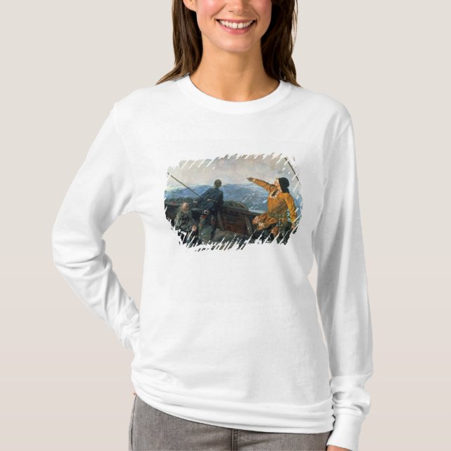 Leif Eriksson visiert Land in Amerika, 1893 an T-Shirt (Vorderseite)