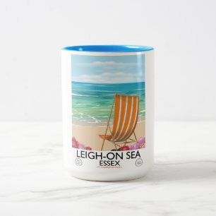 Leigh-on-Sea Essex-Küstenplakat Zweifarbige Tasse