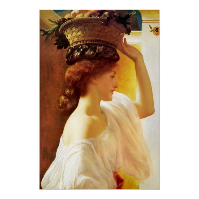 Leighton Eucharis Girl mit Obstkorb Poster (Vorderseite)