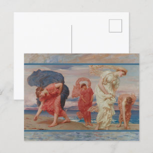 Leighton Griechische Girls sammeln Kiesel am Meer Postkarte