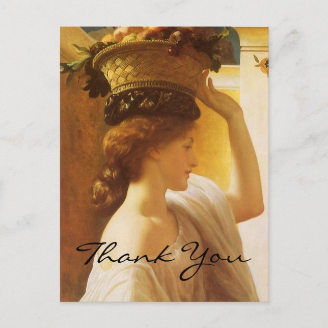 Leightons Mädchen mit einem Obstkorb Postkarte (Vorderseite)