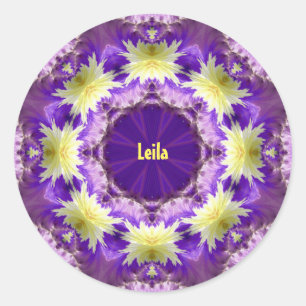 LEILA ~ Lila Yellow ~ Runder Aufkleber