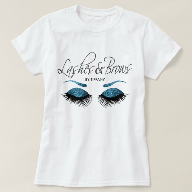 Leine und Brows - blau T-Shirt (Design vorne)