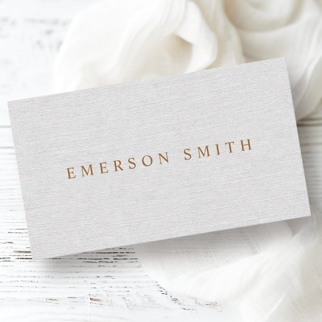 Leinen aus hellgrauem Imitat, minimalistisch beruf Visitenkarte (Light gray faux linen minimalist professional business card)
