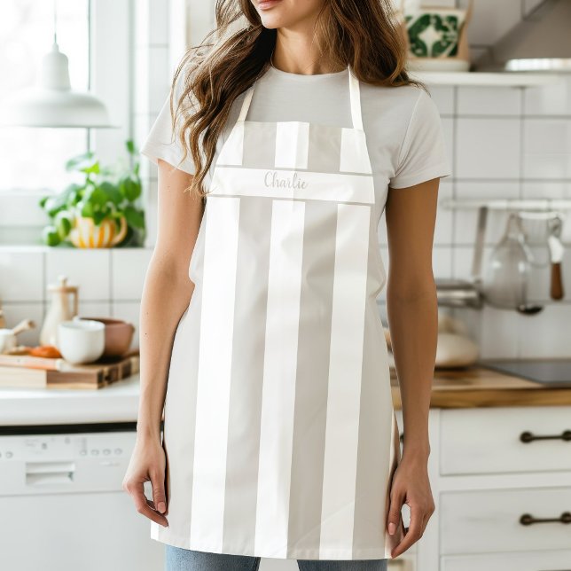 Leinen-Beige-Candy-Streifen-Schürze Schürze (Candy Stripe Beige Apron)