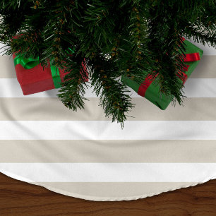 Leinen Beige Preppy Stripes Polyester Weihnachtsbaumdecke