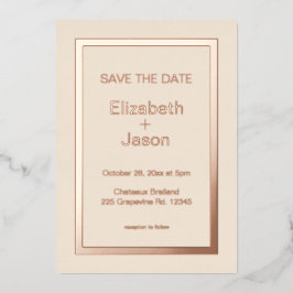 Leinen einfache Hochzeit speichern das Datum Rose  Folieneinladung