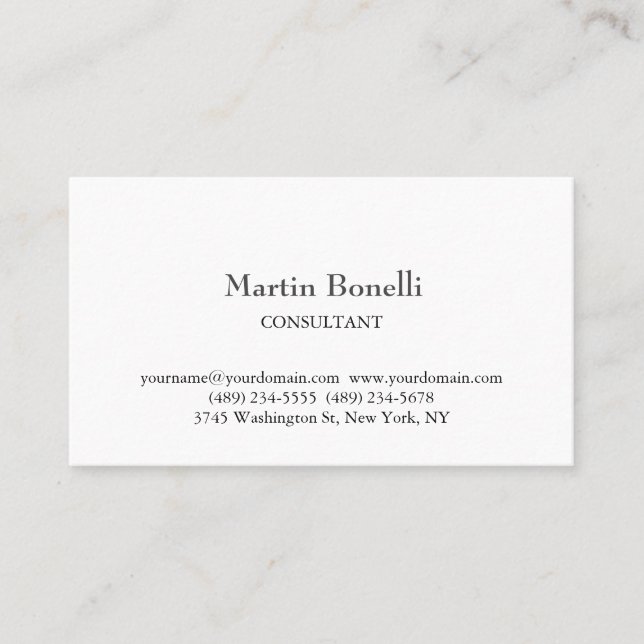 Leinen Einzigartig klassisch einfach weiß Visitenkarte (Vorderseite)