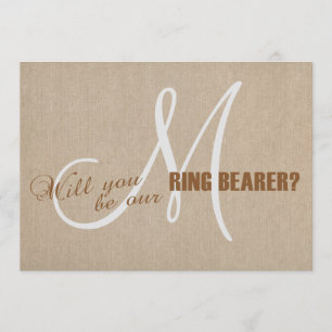 Leinen Leinwand Hochzeit Monogramm Ringträger Einladung