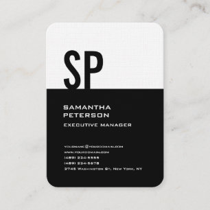 Leinen Modernes Monogramm Schwarz Weiß Professione Visitenkarte