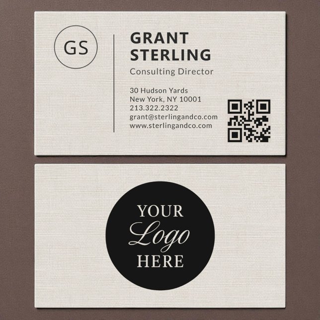Leinen-Professionelles QR-Code-Firmenlogo  Visitenkarte (Von Creator hochgeladen)