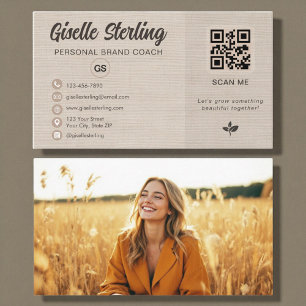 Leinen-QR-Code-Foto-Monogramm-Social-Media  Visitenkarte