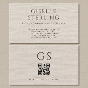 Leinen-QR-Code Luxus-Boutique-Bekleidung Visitenkarte