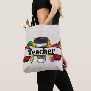 Leinen sehen mit Äpfeln und Stiften Lehrer