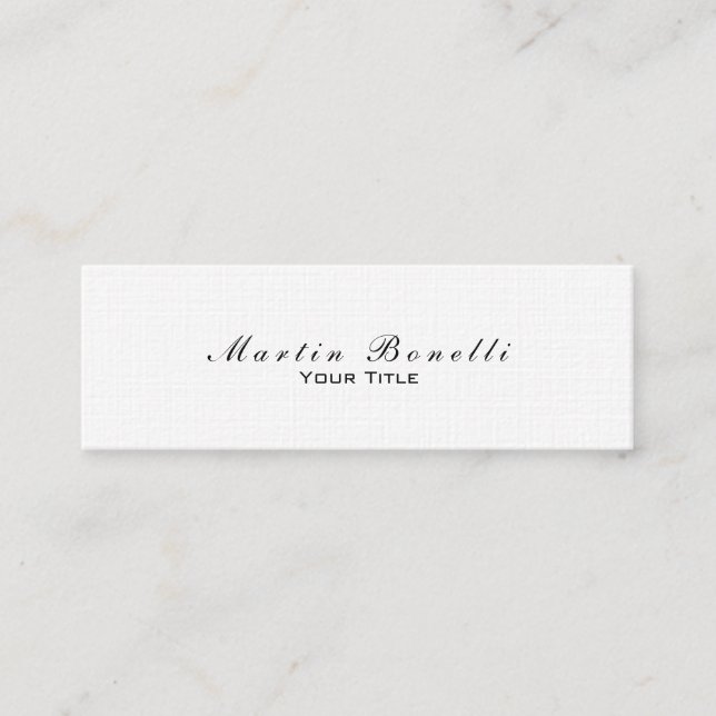 Leinen Simple Stilvolle Trendy White Business Card Mini Visitenkarte (Vorderseite)
