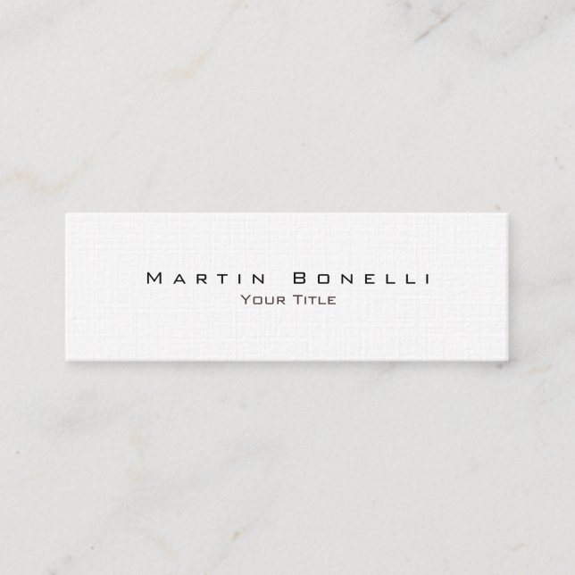 Leinen Simple Stilvolle Trendy White Business Card Mini Visitenkarte (Vorderseite)