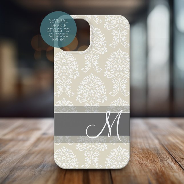 Leinen- und Kohledampfer-Muster mit Monogramm Case-Mate iPhone Hülle (Personalized Phone Case with Monogram)