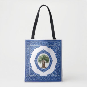 Leinen- und Korktasche Azulejo