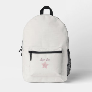 Leinen weiß, cremefarben, Niedlich Star Bedruckter Rucksack