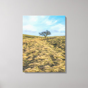 Leinenbaum in der Landschaft Blick Leinwand Druck