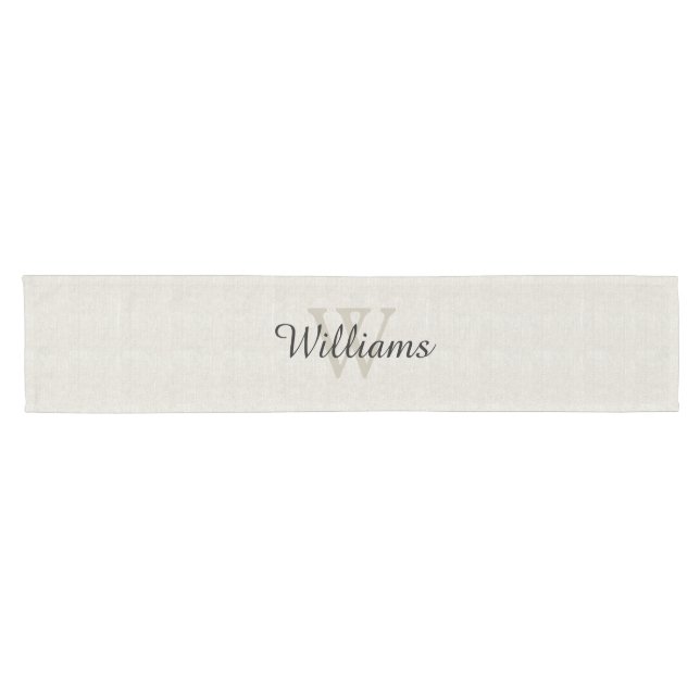 Leinenblick-Monogramm-Tabellen-Läufer Kurzer Tischläufer (Horizontal)