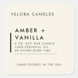 Leinencreme Moderne Minimalistische Kerzenaufklebe Quadratischer Aufkleber