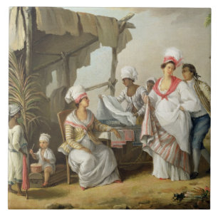 Leinenmarkt, Roseau, Dominica, c.1780 (Öl kann an Fliese