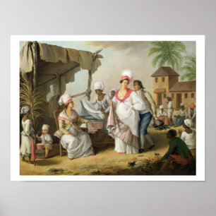 Leinenmarkt, Roseau, Dominica, c.1780 (Öl kann an Poster