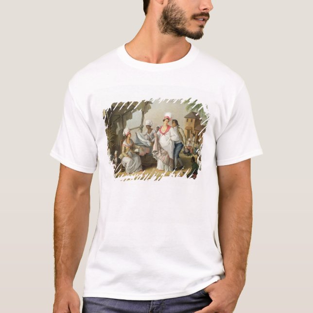 Leinenmarkt, Roseau, Dominica, c.1780 (Öl kann an T-Shirt (Vorderseite)