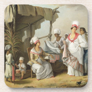 Leinenmarkt, Roseau, Dominica, c.1780 (Öl kann an Untersetzer