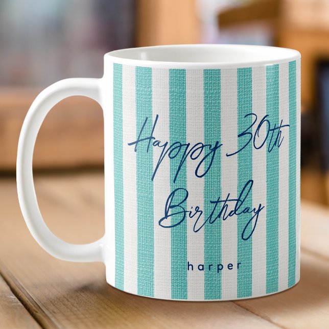 Leinenschau gestreift Geburtstag 30. Minute glückl Kaffeetasse (Von Creator hochgeladen)
