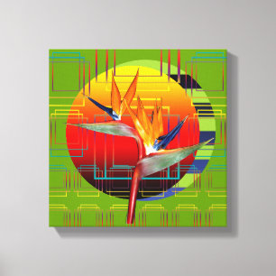 Leinwand 12 x 12 Bird of Paradise Geometric Sunset