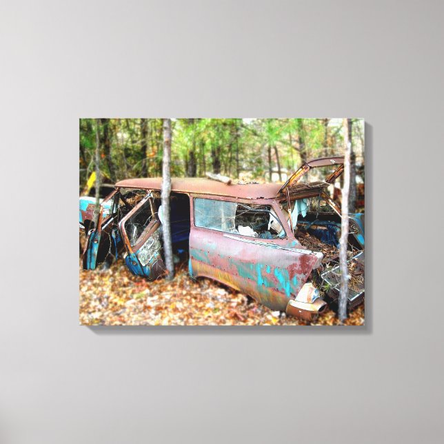 Leinwand 1957 Chevy Nomad Nostalgia Junkyard Art (Vorderseite)