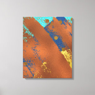 Leinwand Abstrakt Artwork Blue Copper Gold