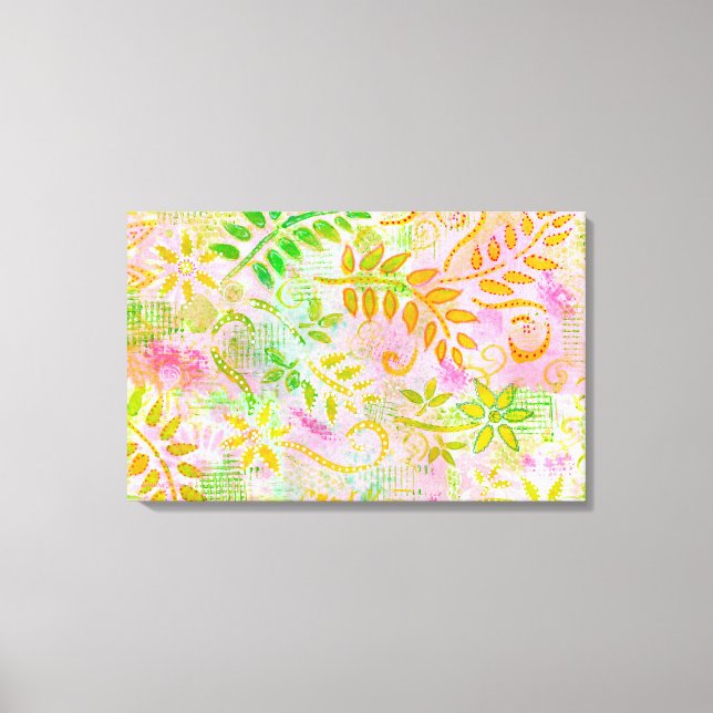 Leinwand abstrakter Blume und Blätter (Vorderseite)