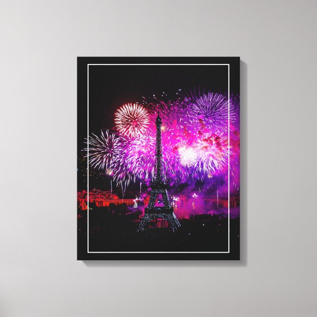 Leinwand Art-Eiffel-Turm Feuerwerk (Vorderseite)