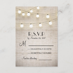 Leinwand beleuchtet rustikale elegante Hochzeit RSVP Karte