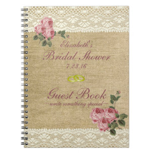 Leinwand-Bild-Rosa-Rosen-Brautparty-Gast-Buch Notizblock