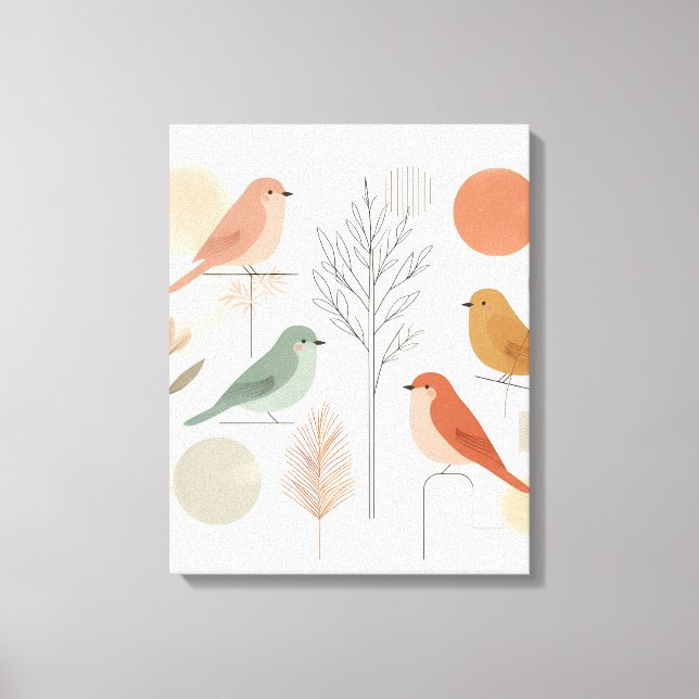 Leinwand Birds Mauer - Farbenfrohe Natur (Vorderseite)