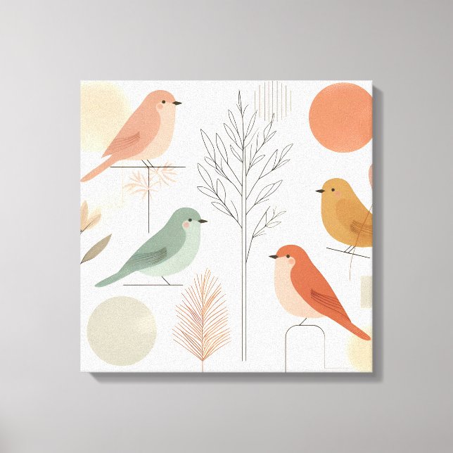 Leinwand Birds Mauer - Farbenfrohe Natur (Vorderseite)